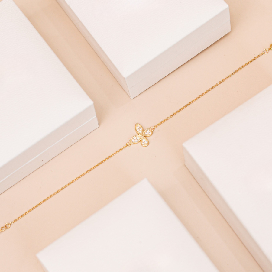 ELOREVA Eri Butterfly Bracelet – 18K Gold Plated 925 Sterling Silver