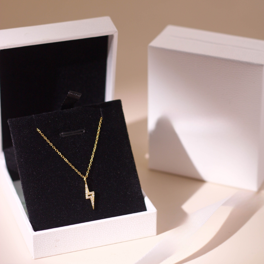 ELOREVA Lightning Necklace – 18K Gold Plated 925 Sterling Silver