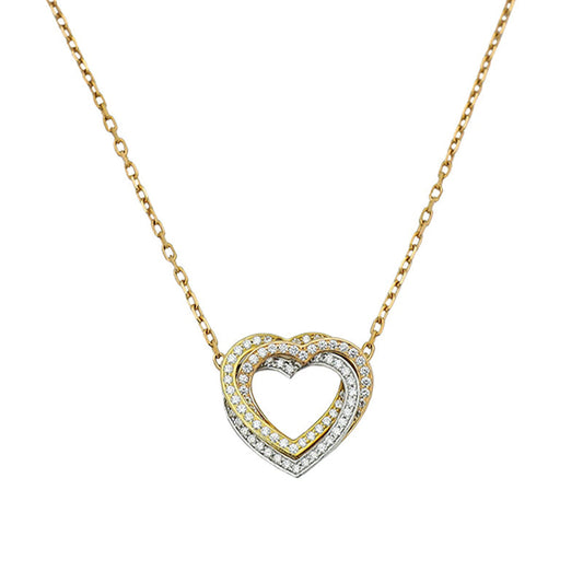 18K Celestial Trinity Heart Full Diamond Necklace