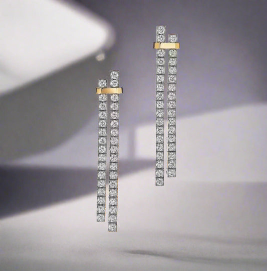 18K Celestial T Edge Drop Earrings