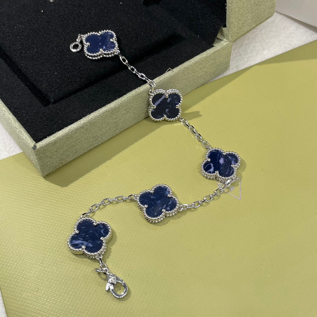 18K Celestial Vintage Alhambra Crystal Blue Bracelet