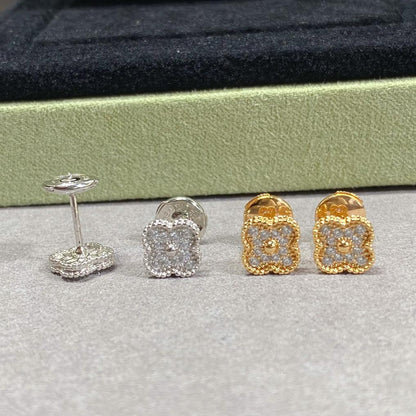 18K Celestial Vintage Alhambra Diamonds Earrings