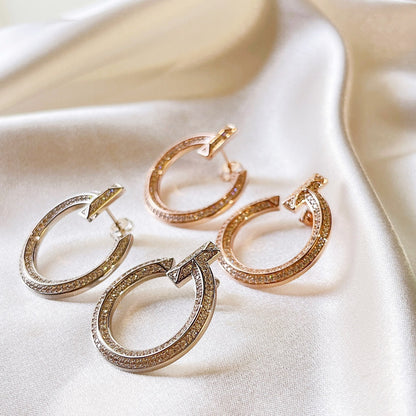 18K Celestial T T1 Open Hoop White Gold Earrings