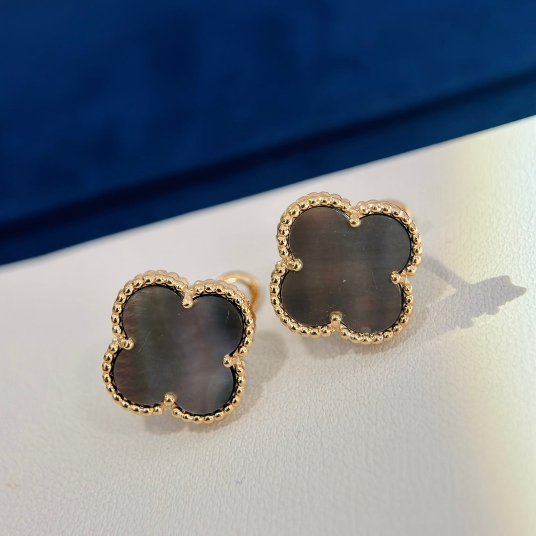 18K Celestial Vintage Alhambra Grey Earrings