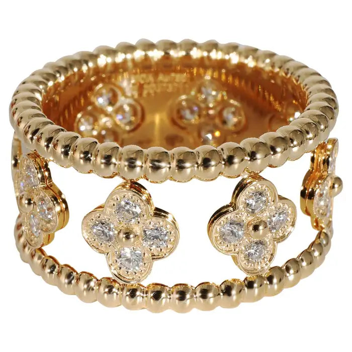 18K Perl̩e Clovers Ring