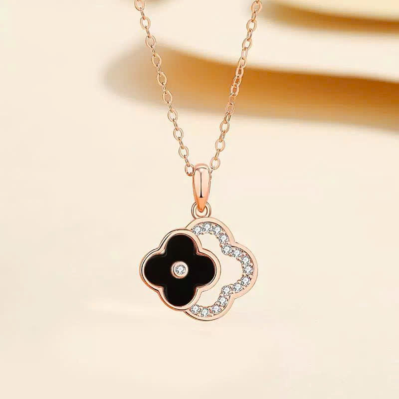 ELOREVA 18K Rose Gold Plated Four Leaf Clover Bracelet – 925 Sterling Silver